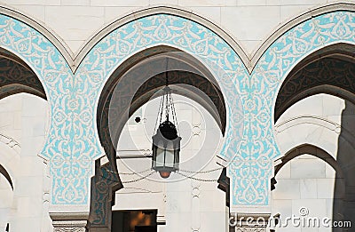 Ornate Light Blue Tile Arches Islamic Center Editorial Stock Photo