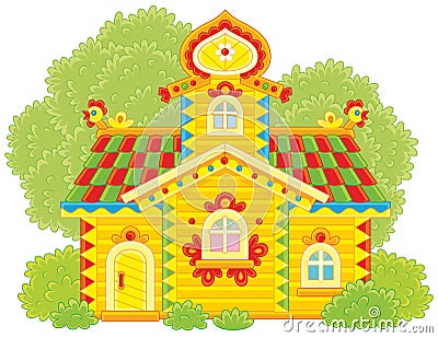 Ornate log hut Vector Illustration