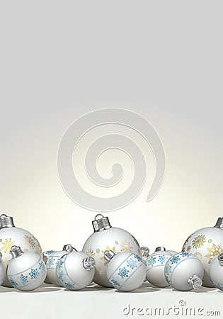 Ornate Matte White Christmas Baubles Stock Photo