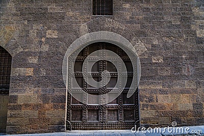 Ornate metal gate in a medieval gothic Renaissance building, Florence Italy Stock Photo