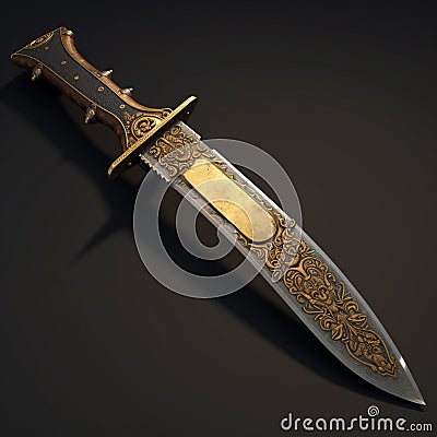 Ornate Octane Render Knife With Photorealistic Accuracy Stock Photo