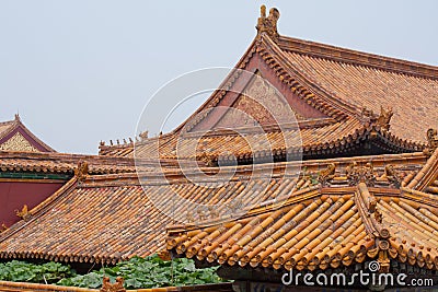 Oriental Rooftops, Beijing China Stock Photo