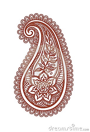 Ornate paisley with decorative flower and leaves. Mehendi vector Vector Illustration