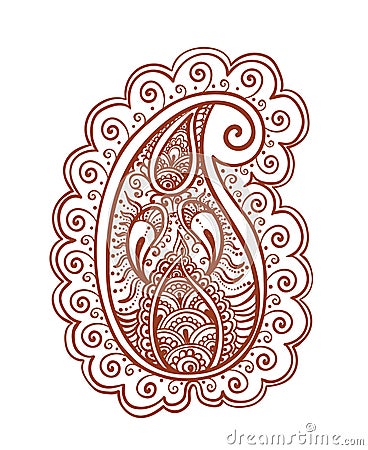 Ornate paisley - decorative indian henna design. Mehendi eastern vector Vector Illustration