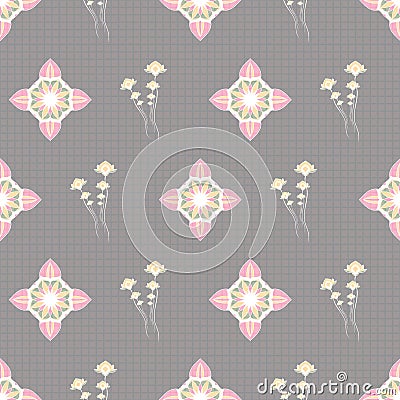 ORNATE PATTERN WITH FLORAL ELEMENTS Vector Illustration
