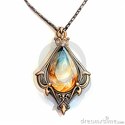 Ornate Pendant With Striped Blue Crystal And Silver Surrounding Stock Photo