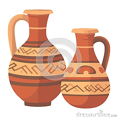 Ornate pottery ancient indigenous cultures Vector Illustration