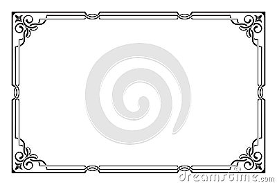 Ornate rectangular black frame. Vector Illustration