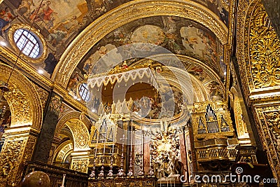 Saint Johnâ€™s Co-Cathedral Altar, Valletta, Malta Editorial Stock Photo