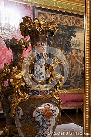 Ornate Room in Mirror, Palazzo Stefano Balbi - Palazzo Reale, Via Balbi, Genoa, Italy. Editorial Stock Photo