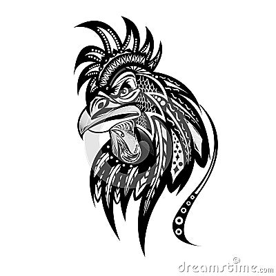 Ornate Rooster head illustration Cartoon Illustration