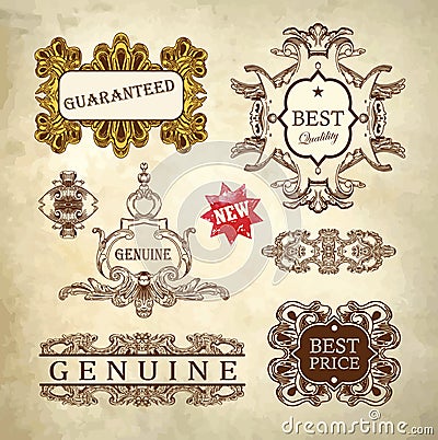 Ornate royal luxury premium quality and guarantee Vector Illustration