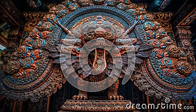 The ornate sculpture of the Hindu elephant god symbolizes spirituality generated by AI Stock Photo