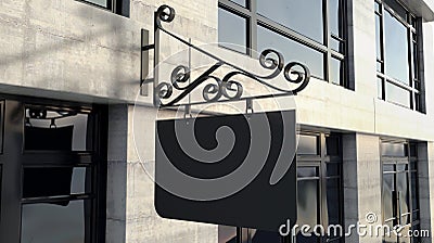 An ornate sign mounted outside a generic unbranded shop facade Stock Photo