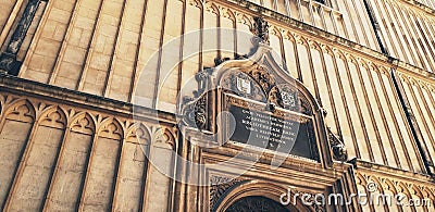 Sign over entrance to Bodleian Library, Oxford, England Stock Photo