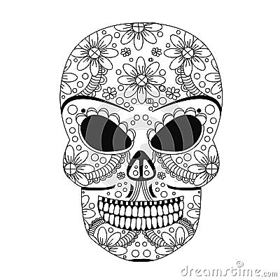 The ornate skull style zentangl, doodle Vector Illustration