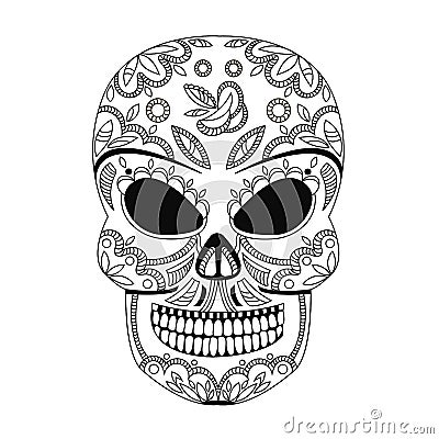 The ornate skull style zentangl, doodle Vector Illustration