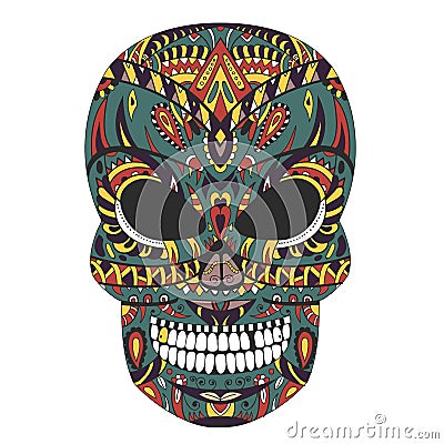 Ornate skull style zentangl, doodle print vector illustration Vector Illustration