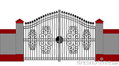 Ornate smart forged iron gate Vector Illustration