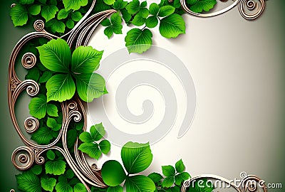 Ornate St. Patrick`s Day Clover Frame Border - Generative AI Stock Photo