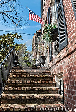 Ornate Stairway, Savannah, Georgia, USA Stock Photo
