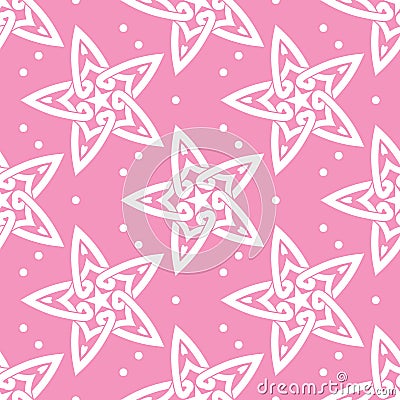 Ornate stars on pink background. Vector Illustration