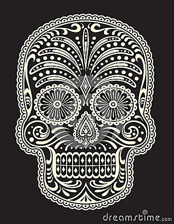 Ornate Sugar Skull Vector Illustration