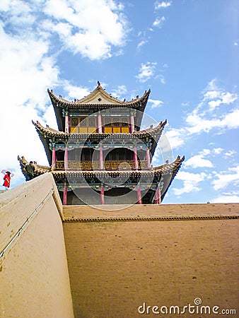 Ornate tower in the JIayuguan fortress, China Editorial Stock Photo