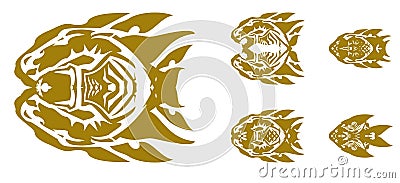 Golden abstract tribal fish symbols Vector Illustration