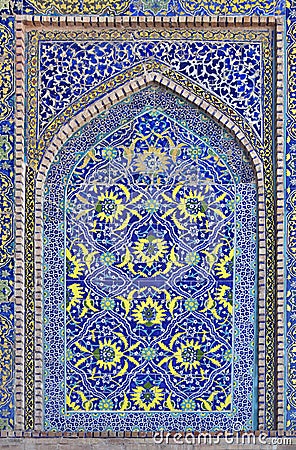 Ornate window niche in the wall, Uzbekistan Stock Photo