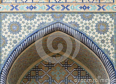 Ornate window niche in the wall, Uzbekistan Stock Photo