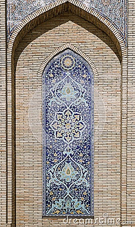 Ornate window niche in the wall, Uzbekistan Stock Photo