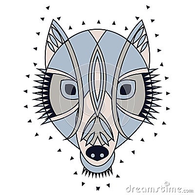 Ornate wolf head Vector Illustration