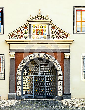 Ornated facade of the Anna Amalia Library in Weimar Stock Photo