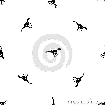 Ornithopod dinosaur pattern seamless black Vector Illustration