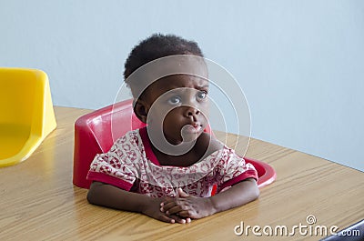 An orphan girl in Haiti school Editorial Stock Photo