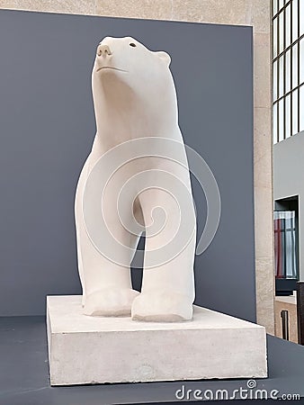 Sculpture white bear by Pompon at the Orsay Museum in Paris, France Editorial Stock Photo