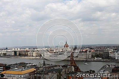 Orszaghaz panorama in Budapest Stock Photo