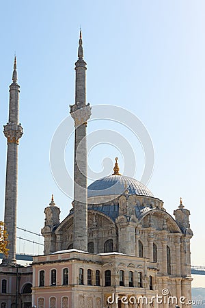 Ortakoy Mosque aka Buyuk Mecidiye Cami vertical photo Stock Photo
