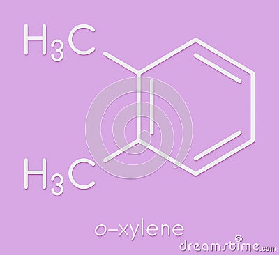 Ortho-xylene o-xylene aromatic hydrocarbon molecule. Skeletal formula. Stock Photo