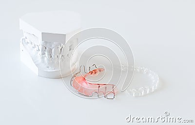 Orthodontic braces and molds Stock Photo