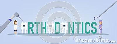 Orthodontic with orthodontist and assistant Vector Illustration
