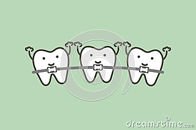 Orthodontics teeth or dental braces Vector Illustration
