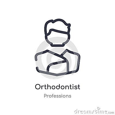 orthodontist outline icon. isolated line vector illustration from professions collection. editable thin stroke orthodontist icon Vector Illustration