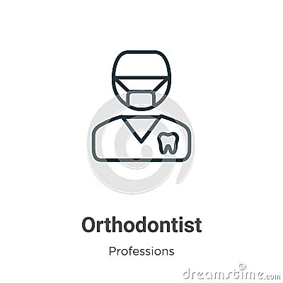 Orthodontist outline vector icon. Thin line black orthodontist icon, flat vector simple element illustration from editable Vector Illustration