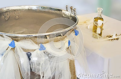 Orthodox Christening kolimbithra Stock Photo