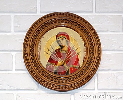 Orthodox christian icon on the wall Stock Photo