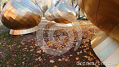 Church domes stand on the ground in autumn Stock Photo