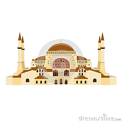 Orthodox Church Hagia Sophia in Turkey. Orthodox cathedral, mosque, museum. Vector Illustration