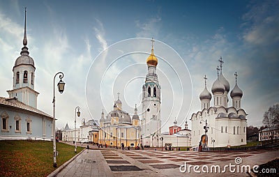 Orthodox Church kremlin square vologda Stock Photo